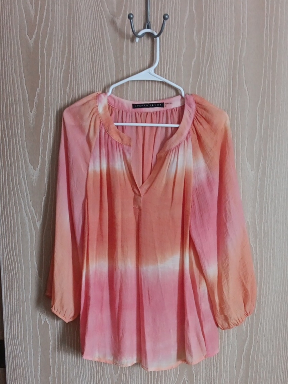 Ivanka Trump Coral and Pink Ombre Peasant Tunic